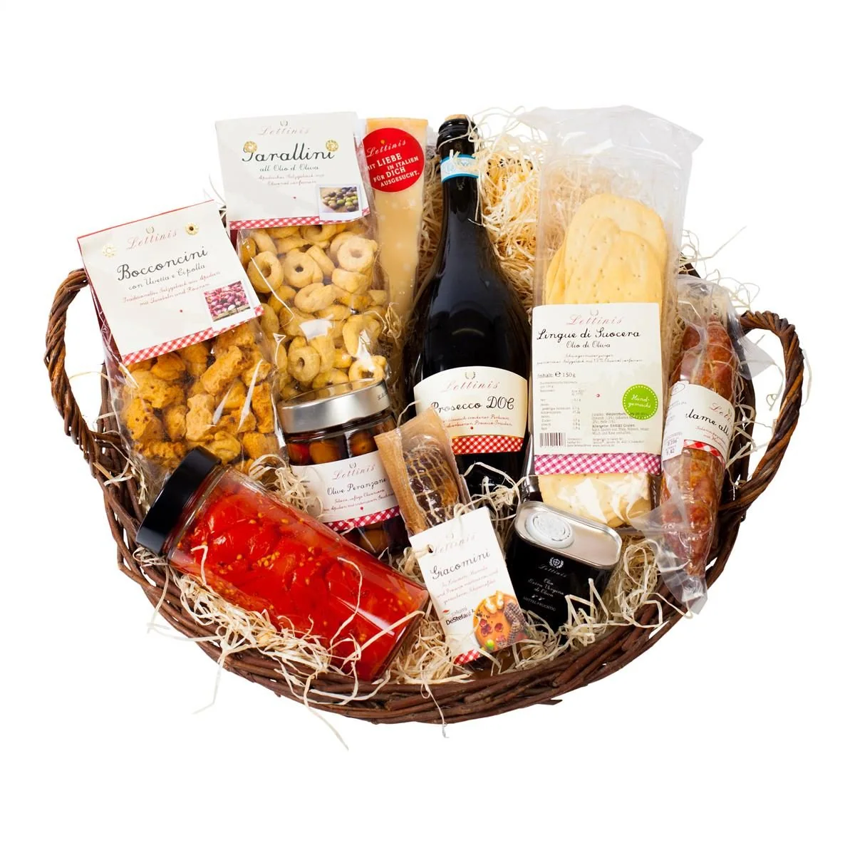 Geschenkset Antipasto Fantastico von Lettinis — Geschenkkorb mit italienischer Feinkost
